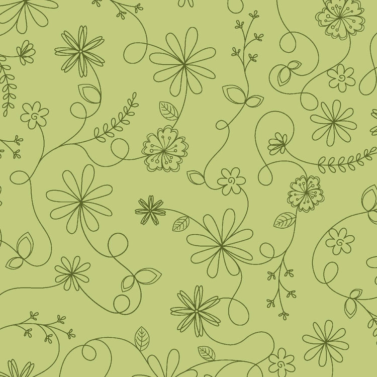 Swirl Floral Green by Kim Christopherson of Kimberbell Designs for Maywood Studios - MAS8261-G