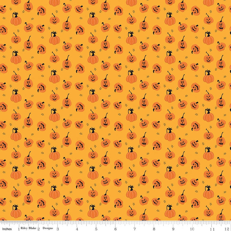 Beggar's Night Pumpkins Gold by Sandy Gervais for Riley Blake Designs - C14505-GOLD