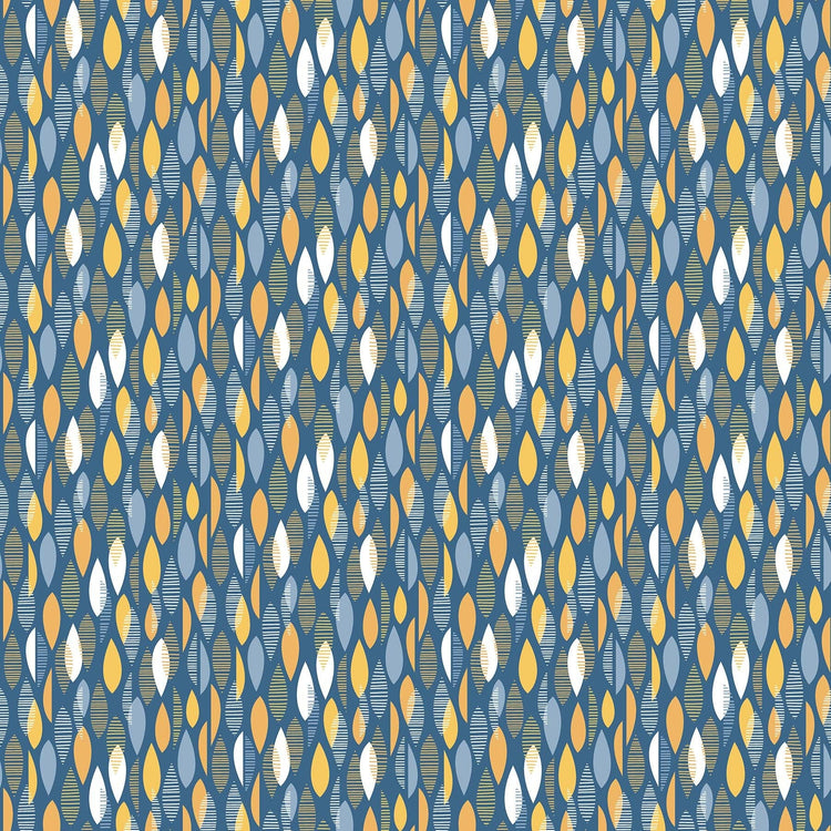 Early Autumn Falling Leaves Blue by Patrick Lose for Northcott Fabrics - 10444-44