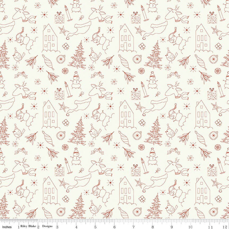 Christmas Is In Town Doodle Cream by Sandy Grervais for Riley Blake Designs- C14742-CREAM