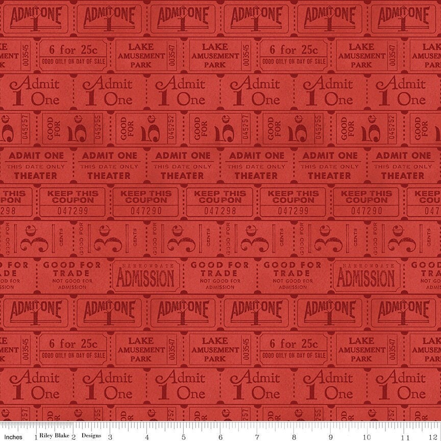 Journal Basics Ticket Row Red by J. Wecker Frisch for Riley Blake Designs - C13053-RED
