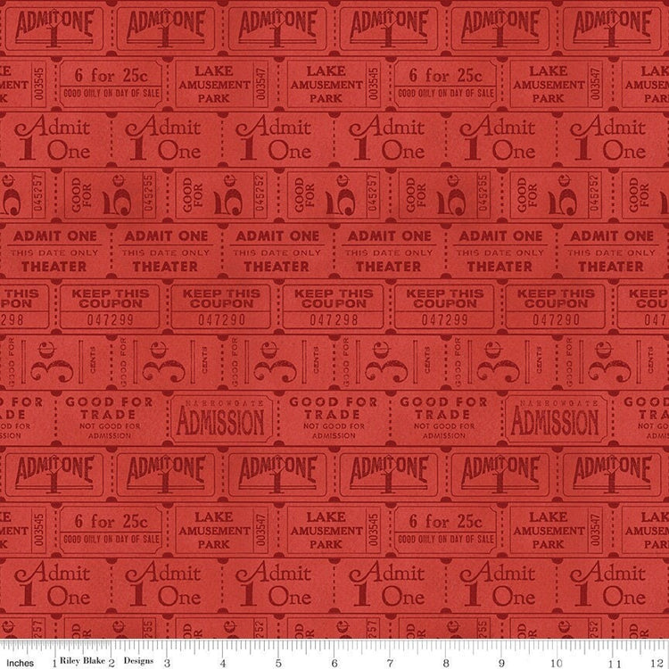 Journal Basics Ticket Row Red by J. Wecker Frisch for Riley Blake Designs - C13053-RED