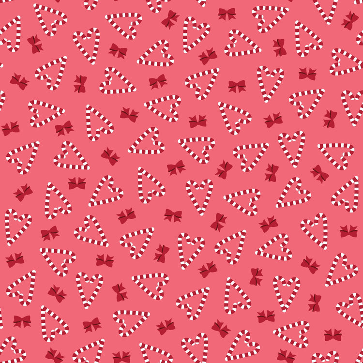 A Quilty Little Christmas Candy Cane Hearts Red by Kim Christopherson of Kimberbell Designs for Maywood Studios - MAS10578-R