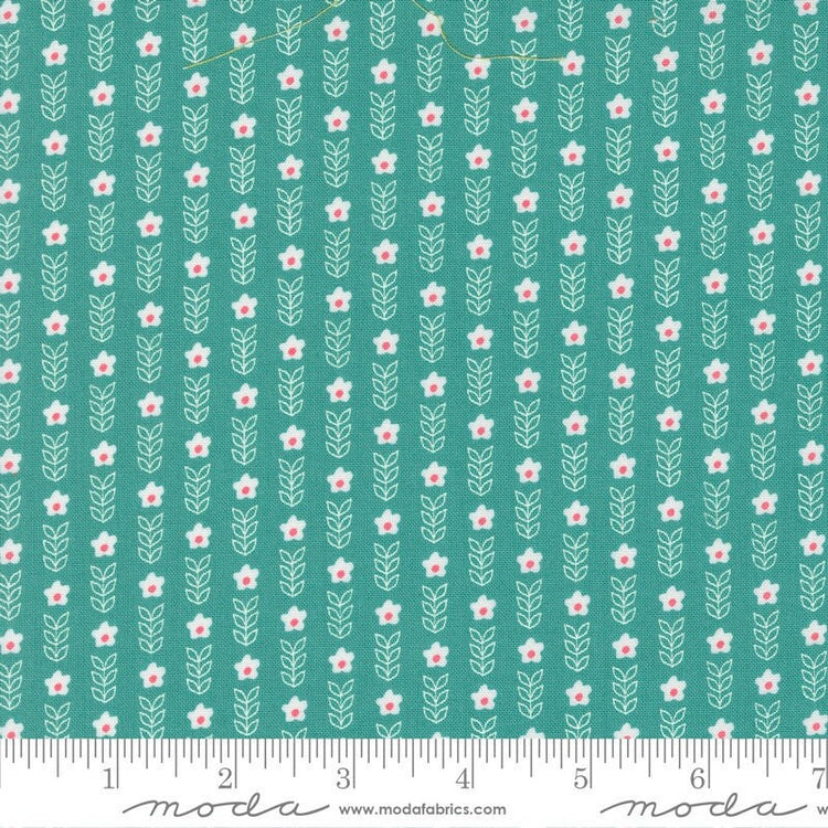 Strawberry Lemonade Blooms Small Floral Stripe Teal by Sherri & Chelsi for Moda Fabrics - 37673 21