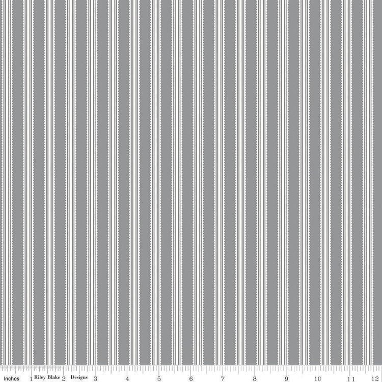 Midnight Meadow Stripes Gray by My Mind's Eye for Riley Blake Designs - C15323-Gray