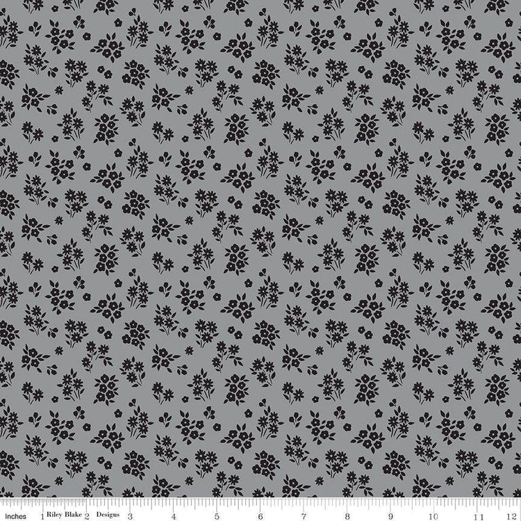 Midnight Meadow Bouquets Gray by My Mind's Eye for Riley Blake Designs - C15324-GRAY