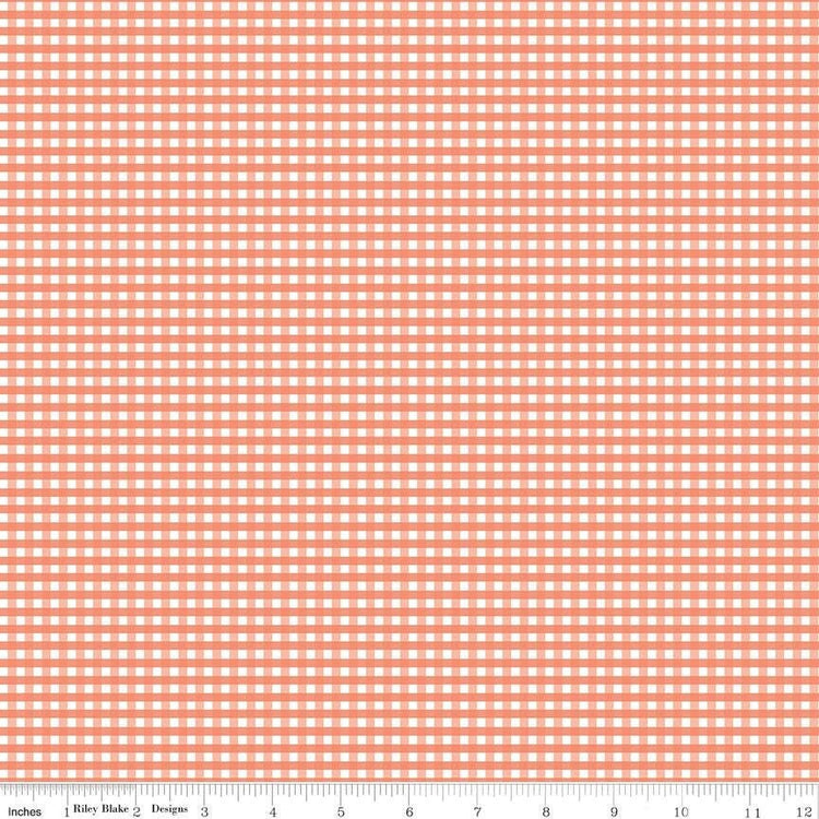 1/8" Gingham Salmon by Riley Blake Designs - C440-SALMON