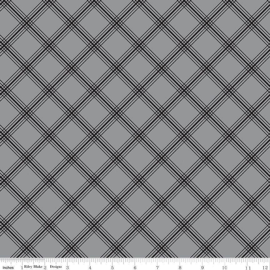 Midnight Meadow Plaid Gray by My Mind's Eye for Riley Blake Designs - C15322-Gray