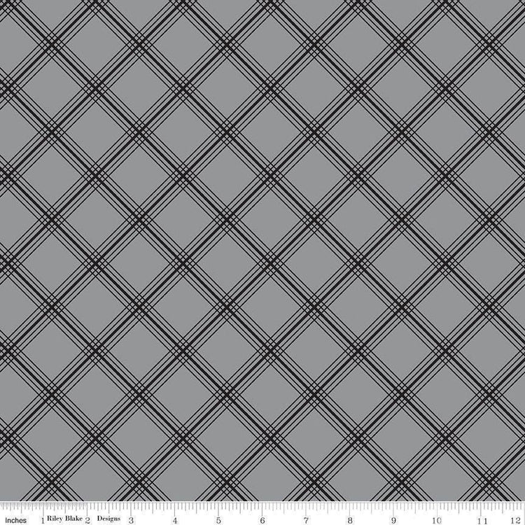 Midnight Meadow Plaid Gray by My Mind's Eye for Riley Blake Designs - C15322-Gray