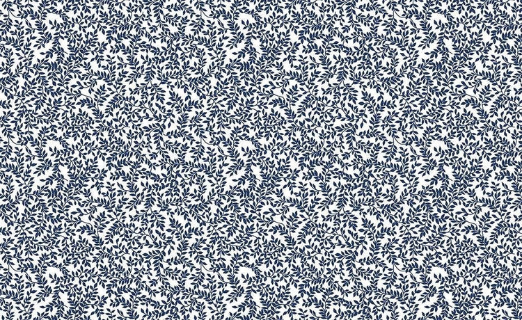 Classic Keepsakes In Mini Ferns White/Navy by Kanvas Studio for Benartex Fabrics - 14649-50