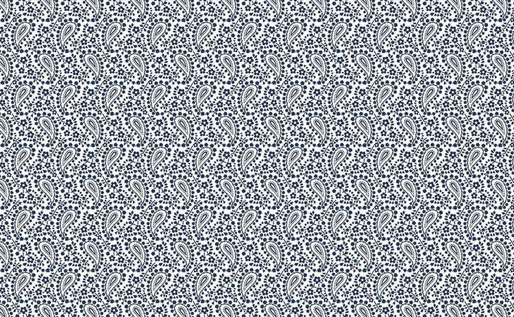 Classic Keepsakes In Blue Rose Paisley Floral White/Navy by Kanvas Studio for Benartex Fabrics - 14650-50