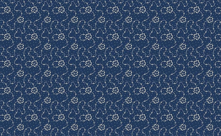 Classic Keepsakes In Blue Calico Floral Navy Blue by Kanvas Studio for Benartex Fabrics - 14655-55
