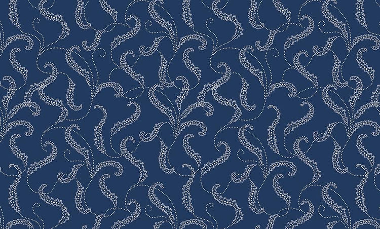Classic Keepsakes In Blue Filigree Scroll Navy Blue by Kanvas Studio for Benartex Fabrics - 14653-55
