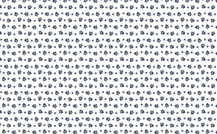 Classic Keepsakes In Blue Little Flower Buds White/Navy by Kanvas Studio for Benartex Fabrics - 14654-50