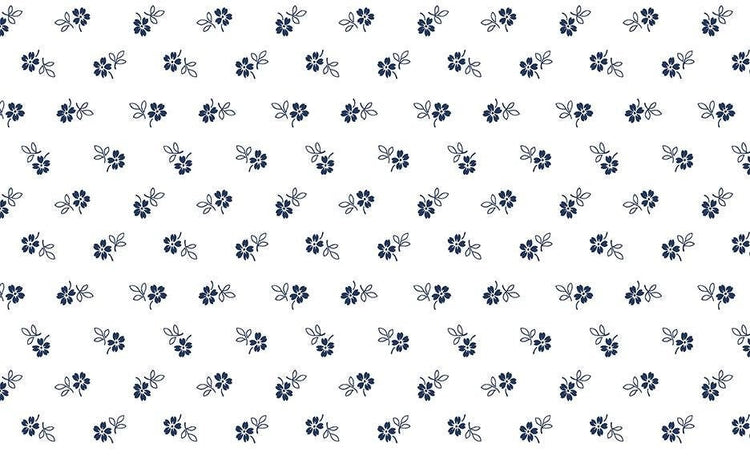 Classic Keepsakes In Blue Daisy Garden White/Navy by Kanvas Studio for Benartex Fabrics - 14657-50