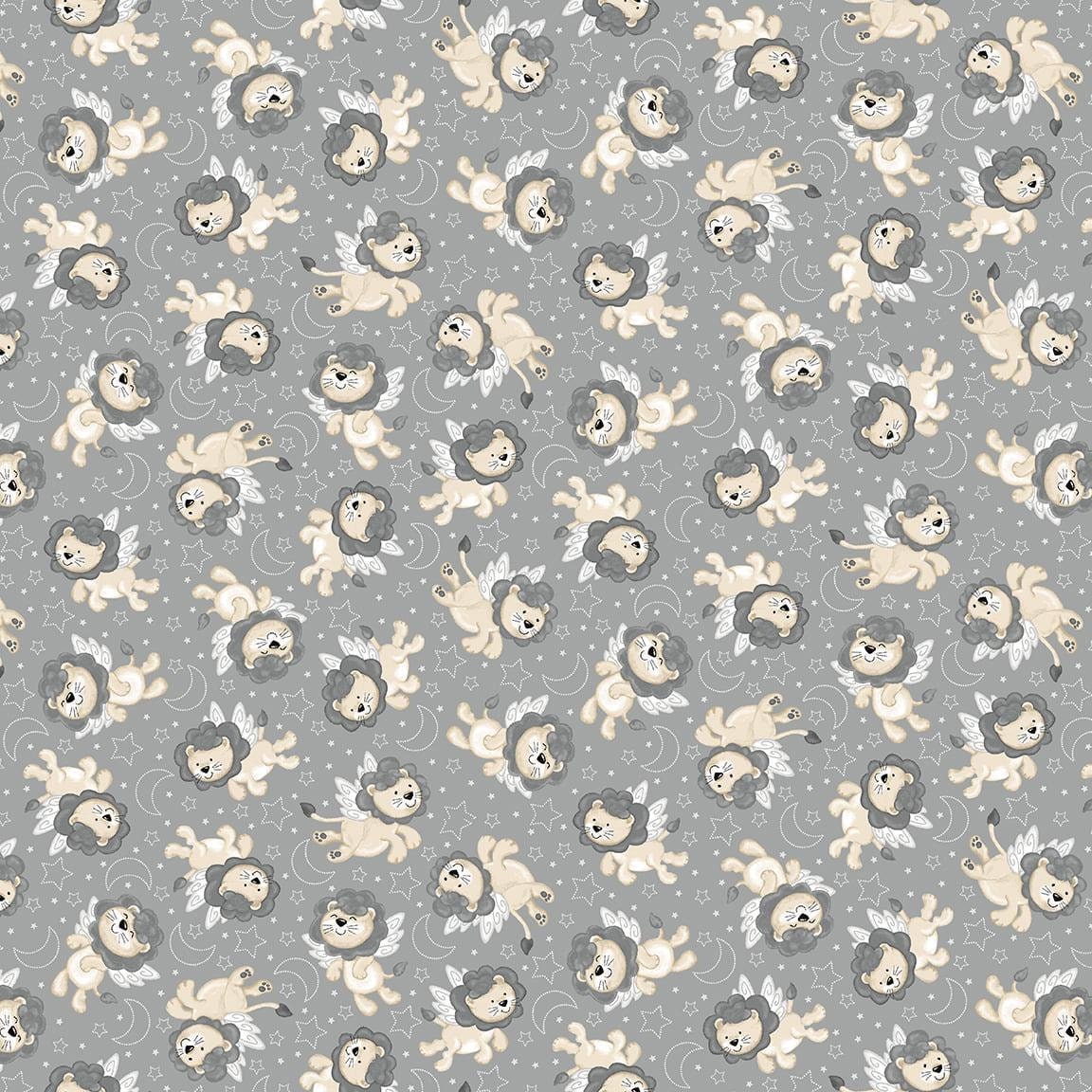 Moonlit Dreams Tossed Lions Minky Gray by Victoria Hutto for Studio E - E-8218MK-95