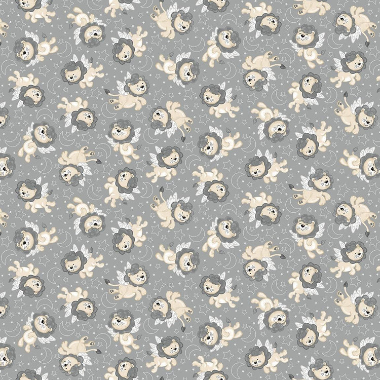 Moonlit Dreams Tossed Lions Minky Gray by Victoria Hutto for Studio E - E-8218MK-95