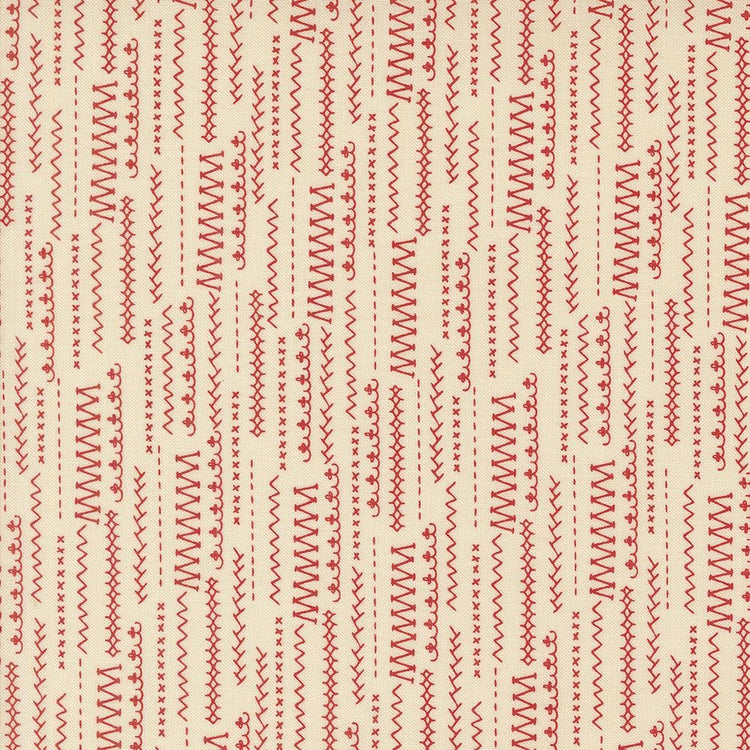 Threads Porcelain Red Stitched Up Stripes by Sweetwater for Moda Fabrics - 55686 21