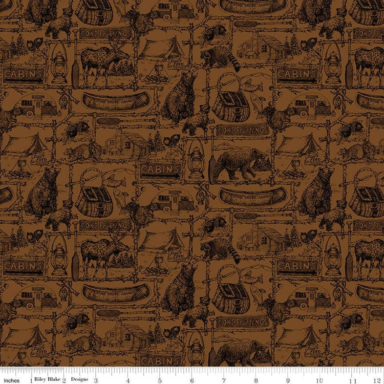 Pine Grove Outlines Brown by Riley Blake Designs - C15934-BROWN