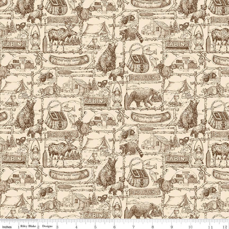 Pine Grove Outlines Putty by Riley Blake Designs - C15934-PUTTY