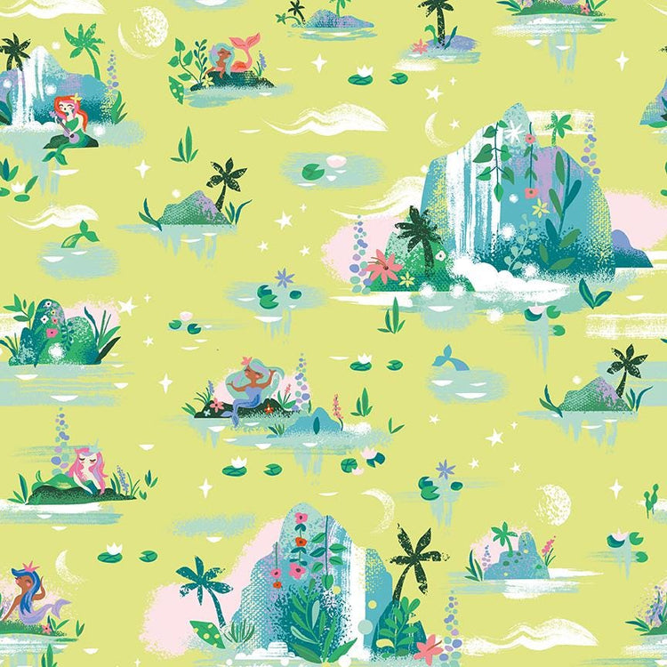 Forever Neverland Mermaid Lagoon Lemongrass by Jill Howarth for Riley Blake Designs - C15901-LEMONGRASS