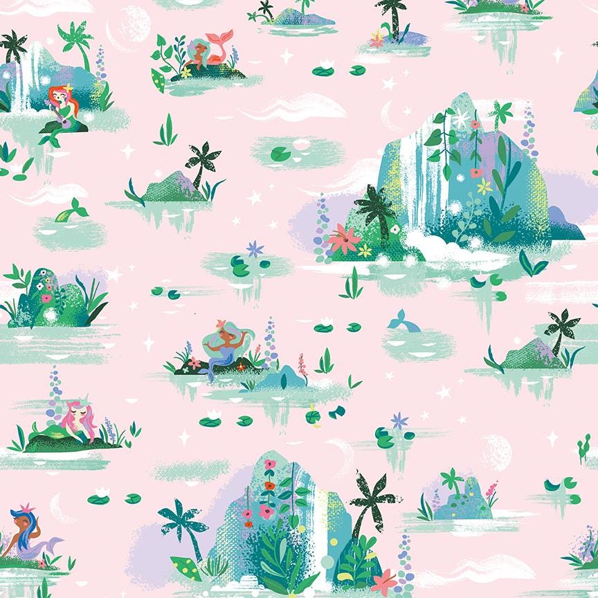 Forever Neverland Mermaid Lagoon Pink by Jill Howarth for Riley Blake Designs - C15901-PINK