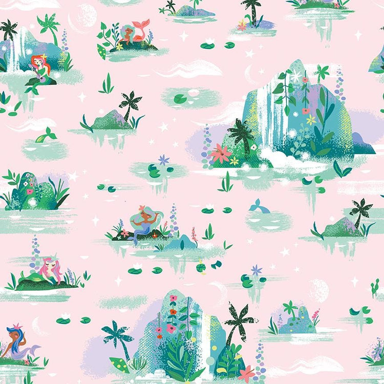 Forever Neverland Mermaid Lagoon Pink by Jill Howarth for Riley Blake Designs - C15901-PINK