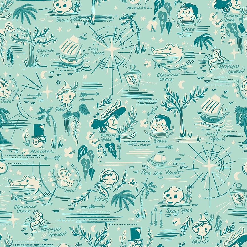 Forever Neverland Neverland Map Songbird by Jill Howarth for Riley Blake Designs - C15902-SONGBIRD