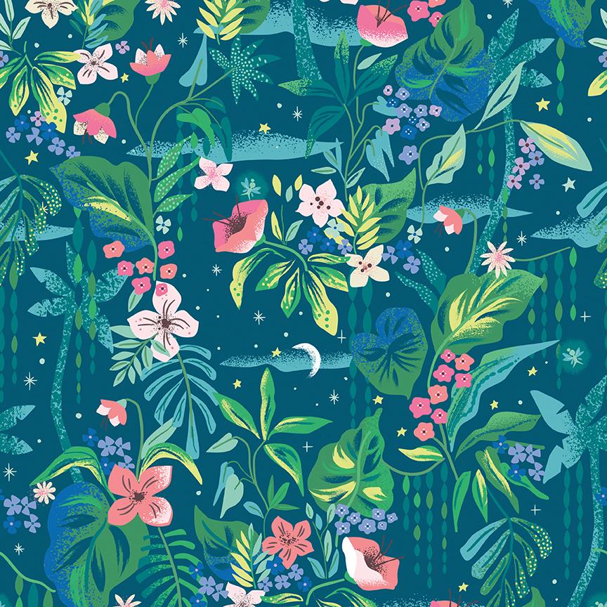 Forever Neverland Tropical Floral Night by Jill Howarth for Riley Blake Designs - C15903-NIGHT