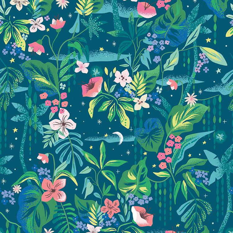 Forever Neverland Tropical Floral Night by Jill Howarth for Riley Blake Designs - C15903-NIGHT