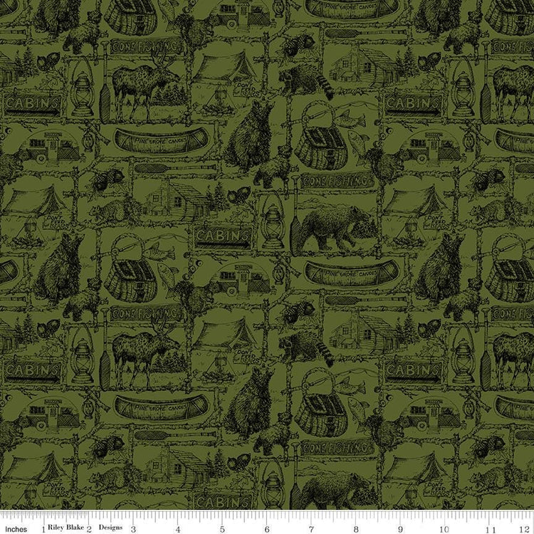 Pine Grove Outlines Green by Riley Blake Designs - C15934-GREEN