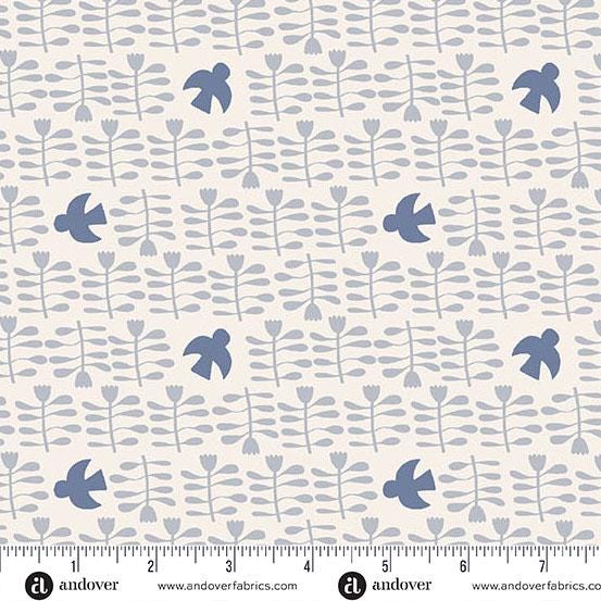 Conway Cottage Oat Amongst the Flowers by Karen Lewis Textiles for Andover Fabrics - A-1417-L