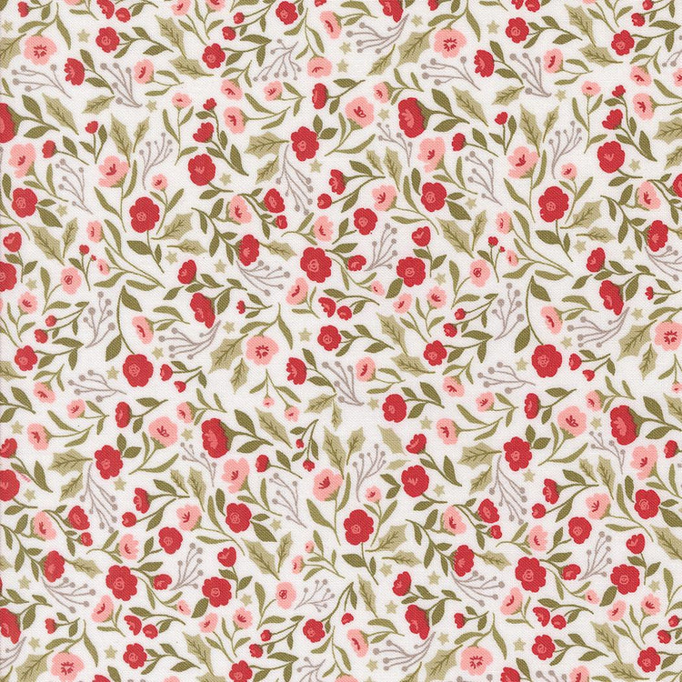 Berry And Pine Christmas Posies Florals Snow by Lella Boutique for Moda Fabrics - 5241 11