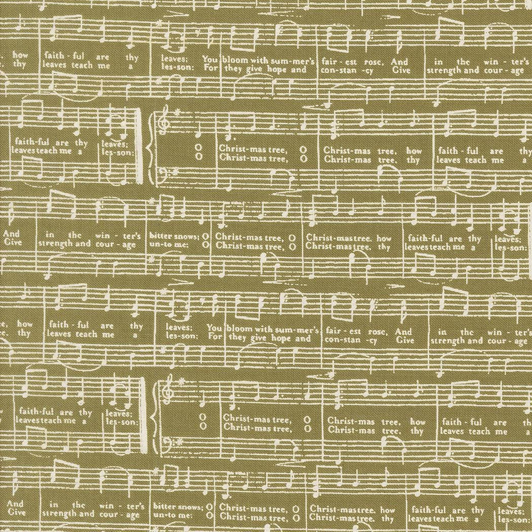 Berry And Pine O Christmas Tree Text and Words Music Notes Sage by Lella Boutique for Moda Fabrics - 5244 12