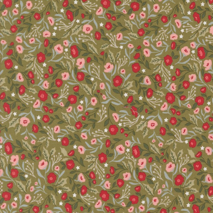 Berry And Pine Christmas Posies Florals Sage by Lella Boutique for Moda Fabrics - 5241 12