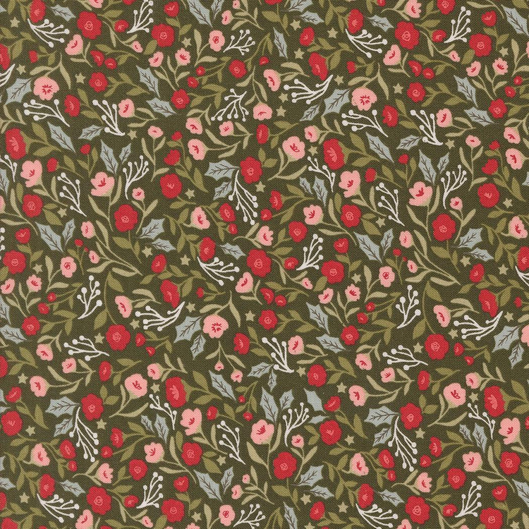 Berry And Pine Christmas Posies Florals Wintergreen by Lella Boutique for Moda Fabrics - 5241 13
