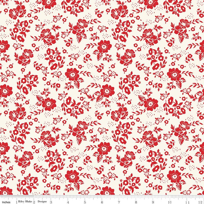 Freedom Garden Medium Floral White by My Mind's Eye for Riley Blake Designs - C15621-WHITE