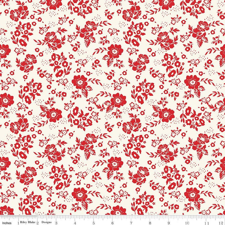 Freedom Garden Medium Floral White by My Mind's Eye for Riley Blake Designs - C15621-WHITE