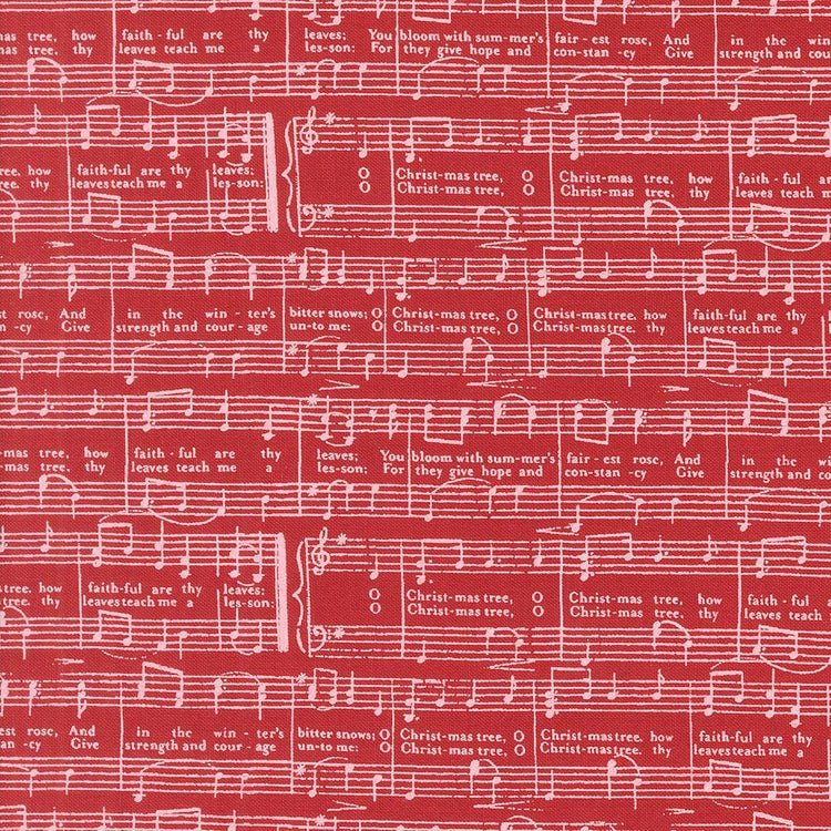 Berry And Pine O Christmas Tree Text and Words Music Notes Cranberry by Lella Boutique for Moda Fabrics - 5244 14