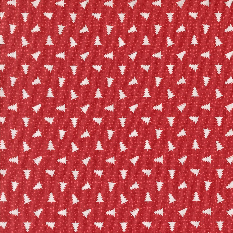 Berry And Pine Little Trees Christmas Trees Dots Cranberry by Lella Boutique for Moda Fabrics - 5245 14