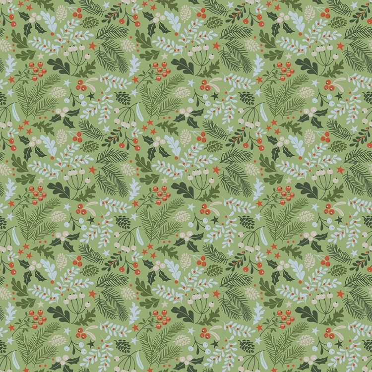 Santa's Tree Farm Berries & Boughs Green by Lisa Audit for Riley Blake Designs - C16452-GREEN