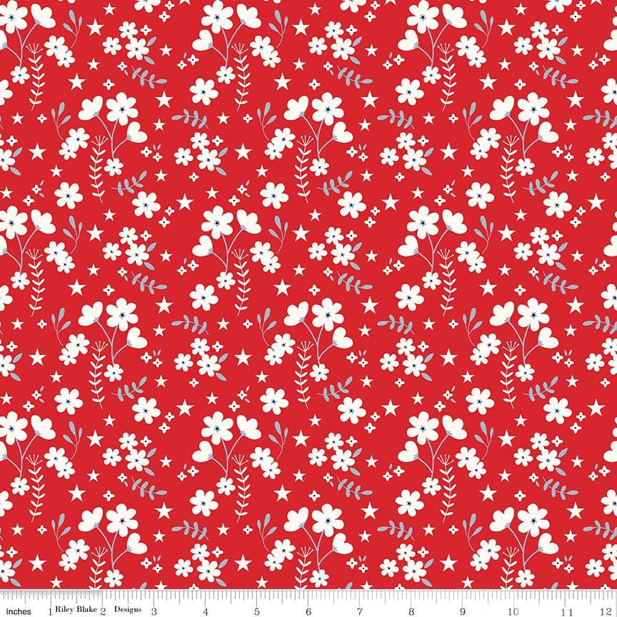 Freedom Garden Ditsy Floral Red by My Mind's Eye for Riley Blake Designs - C15625-RED