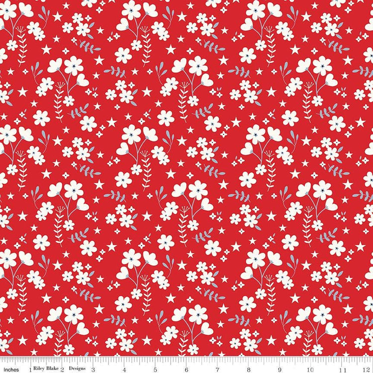 Freedom Garden Ditsy Floral Red by My Mind's Eye for Riley Blake Designs - C15625-RED