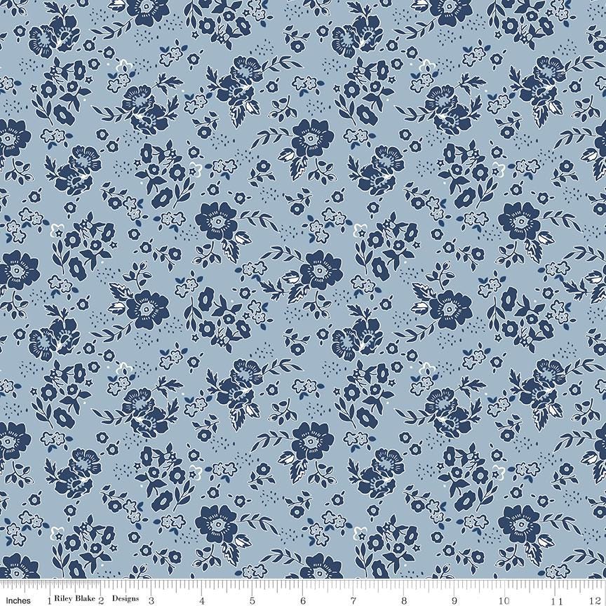 Freedom Garden Medium Floral Sky by My Mind's Eye for Riley Blake Designs - C15621-SKY