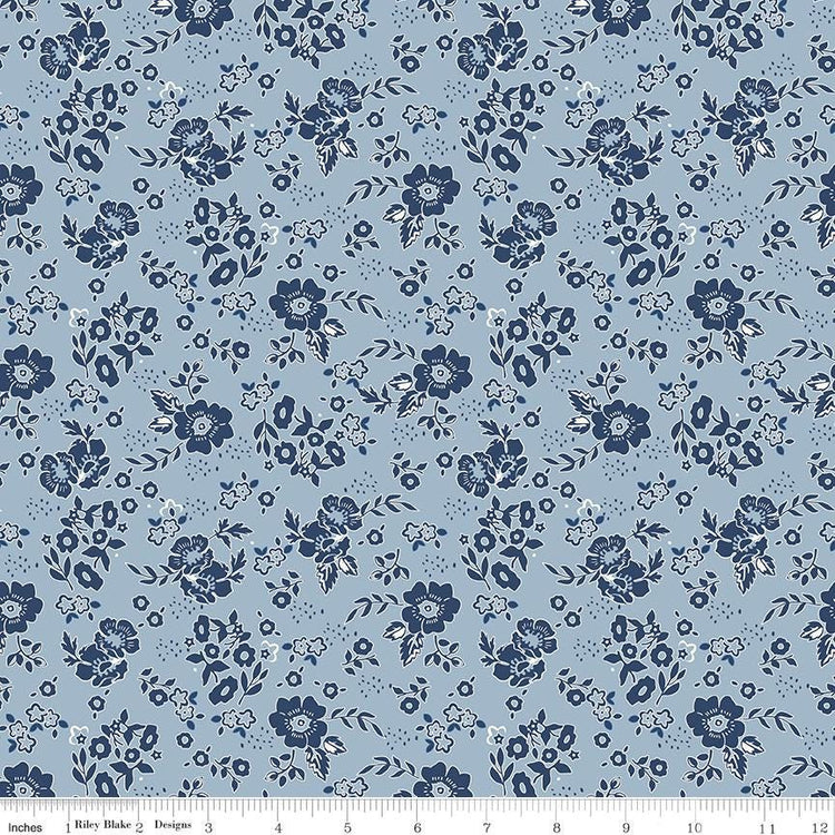 Freedom Garden Medium Floral Sky by My Mind's Eye for Riley Blake Designs - C15621-SKY