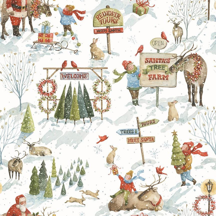 Santa's Tree Farm Main Snowy by Lisa Audit for Riley Blake Designs - CD16450-SNOWY