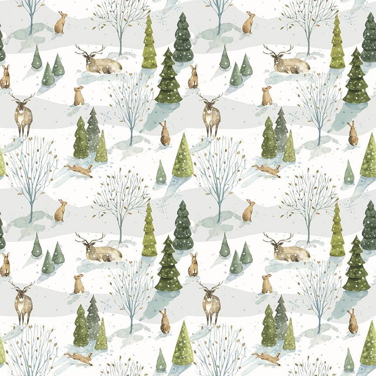 Santa's Tree Farm Woodland Snowy by Lisa Audit for Riley Blake Designs - CD16451-SNOWY