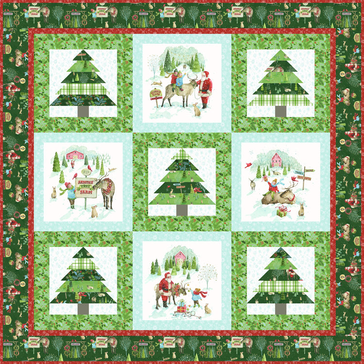 Santa's Tree Farm Panel Quilt Kit by Riley Blake Designs - KT-16450