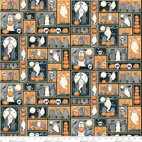 Ghosts in the Graveyard Ghost Patchwork Glow by Shelly Comiskey for Henry Glass - Q2021G-39