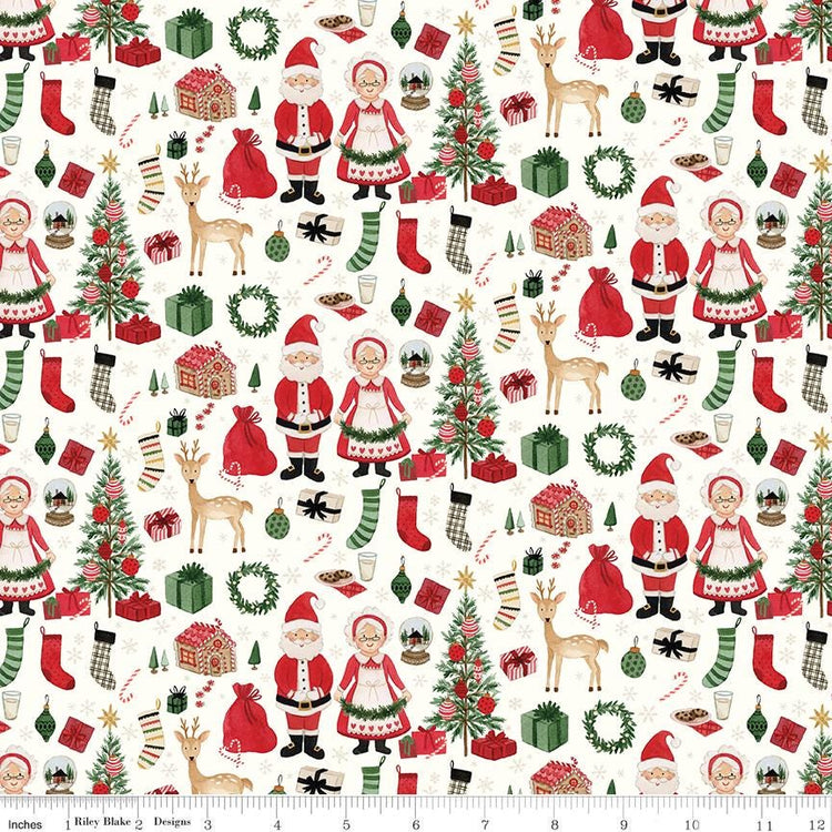 Charming Christmas Santa & Mrs. Claus Cloud by Kelsey Carlson for Riley Blake Designs - C16351-CLOUD